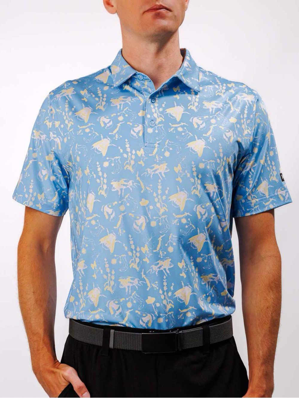 Waggle Men's Sky Blue Buzzin Performance Polo